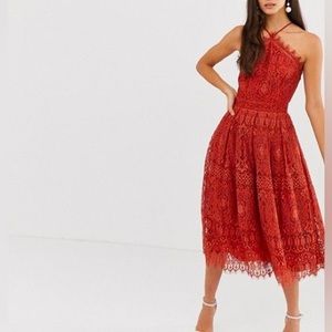 ASOS orange lace dress
